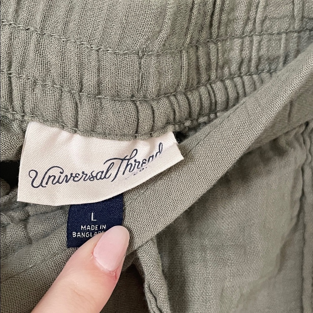 Universal Thread Olive Wide-Leg Drawstring Pants - Picture 2 of 3